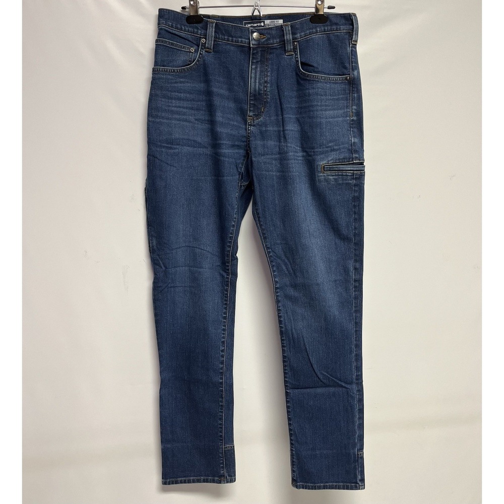 Carhartt Loose Fit Men's Medium Wash Blue Jeans 33 (flat lay 17x33)